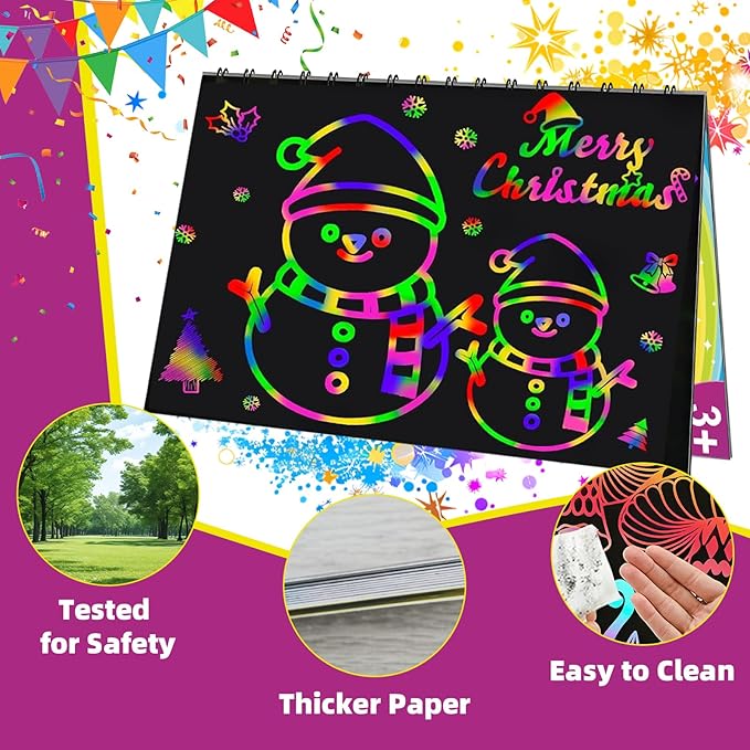 HXDOGSP Scratch Art for Kids: 20 Pack Rainbow Scratch Paper Party Favors - Art Crafts Notebook Suitable for Birthday Gifts/School Crafts Kit/Classroom Prizes for Girls and Boys Aged 4-12