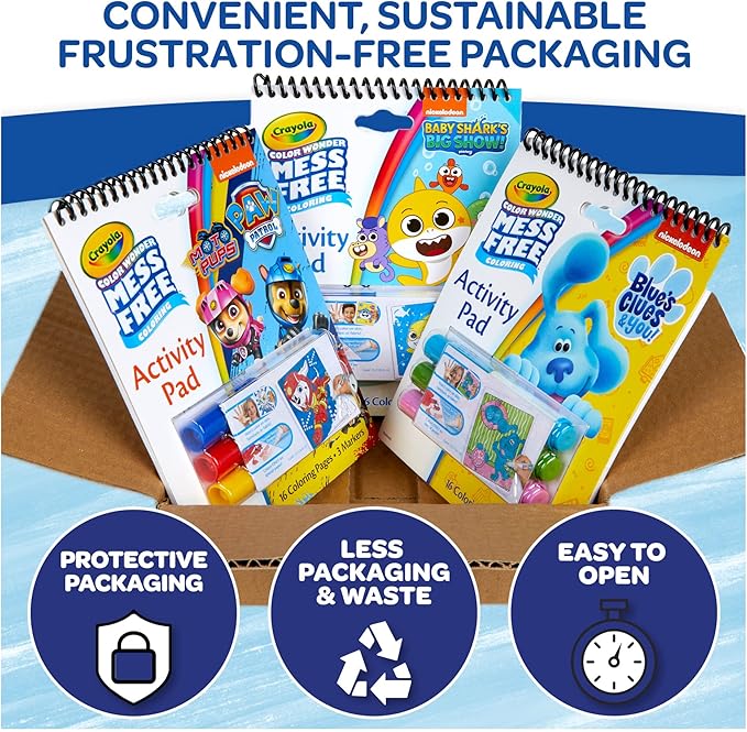 Crayola Nickelodeon Color Wonder Activity Pad Bundle (3 Pack), Toddler Stocking Stuffer, Mess Free Coloring Set for Kids, Holiday & Christmas Gifts for Kids, 3+