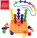Foam Peg Board Toy - 36 Pegs, Foam Board, Lacing String, Storage Bag - Occupational Therapy Toys - Fine Motor Skills Toys for Toddlers and Kids (Orange)
