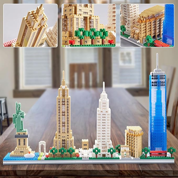 Building Blocks Set, Architecture Model New York Skylines Building Blocks 3452 PCS Micro Building Bricks Gift for Adults