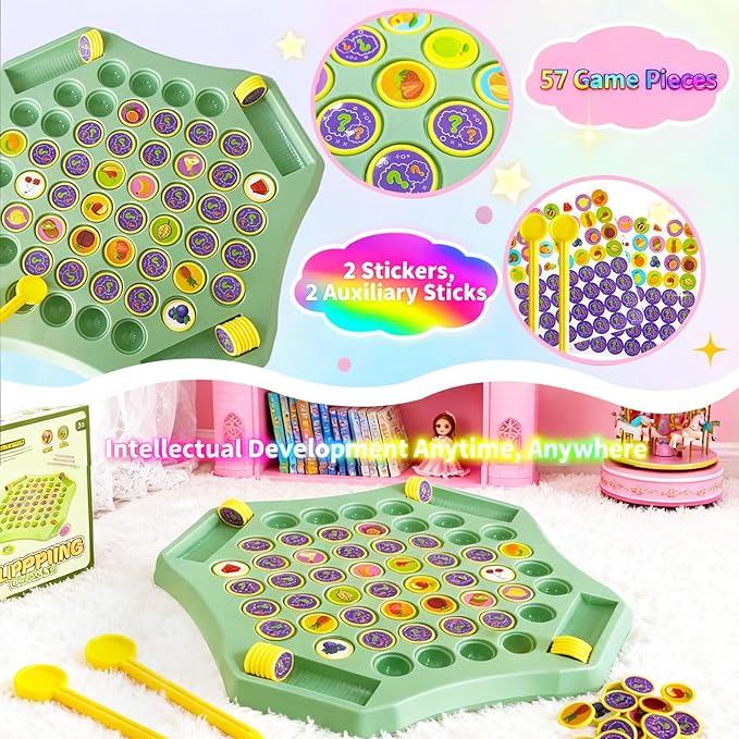 54PCS Fruit Flip Chess Memory Chess Game, Flip Match Board Game, for Kindergarten, Family, and Party Activities