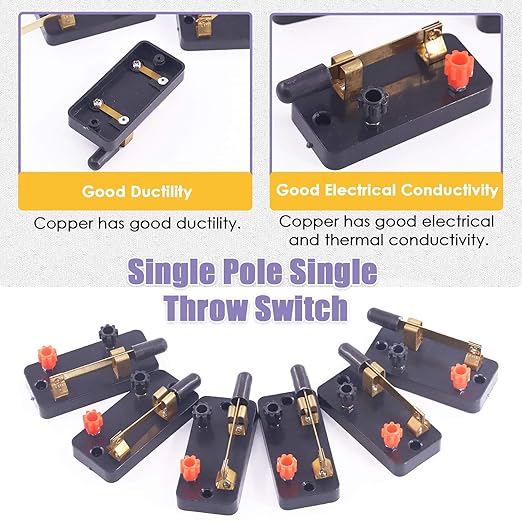 Swpeet 10Pcs Single Pole Single Throw Switch Kit, Perfect for Physics Laboratory, School Electronic Experimenting, Great for Demos Teaching Basic Principles of Electricity & How a Simple Circuit Works