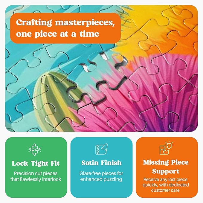Cross & Glory Jigsaw Puzzles 1000 Pieces - Blossoming Desert: Poolside Paradise - 1000 Piece Landscape Puzzles for Adults | Vibrant Colors | Desert Cactus Succulent | 20x27 Inches | Adult Challenge