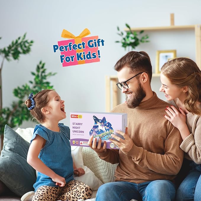 ELX 101 Piece Unicorn Jigsaw Puzzle for Kids Ages 4-10, Unicorn Shaped Floor Puzzle Preschool Learning, Educational Learning Toys for Kid Boys Girls Ages 4 5 6 7 8 (20 X 17 in)