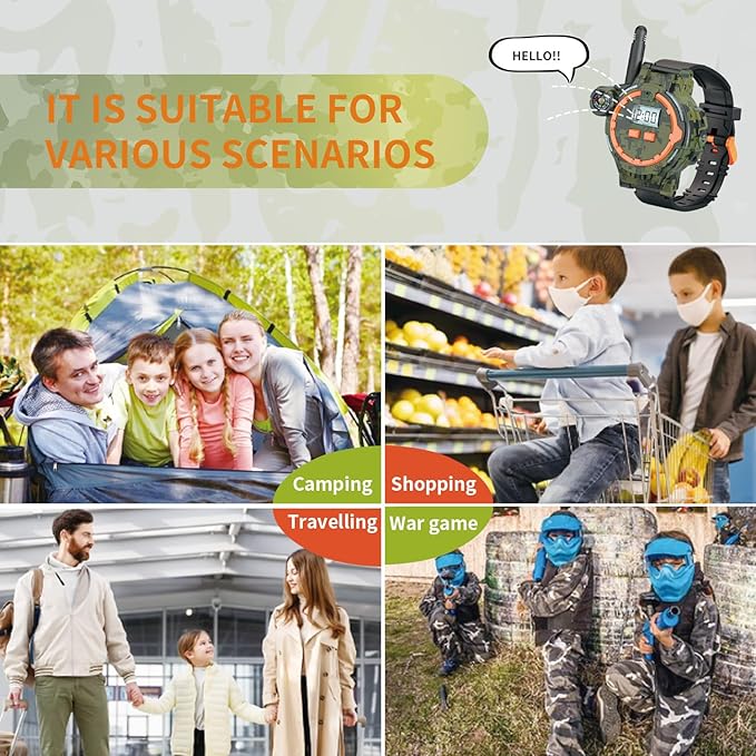 Rechargeable Walkie Talkie for Kids Two-Way Radio Walky Talky with Flashlight Children Outdoor Game Interphone Toy Game and Gifts for Boy and Girl Age 4 to 12 (Camo)