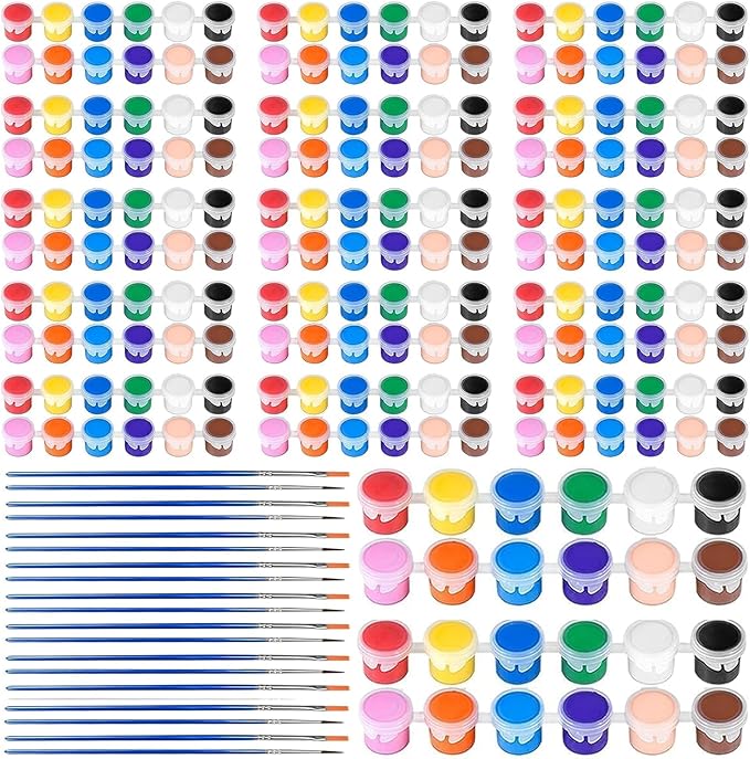 XINDUHUI 30 Pack Mini Acrylic Paint Set, 12 Colors Acrylic Paints Strips for Kids & Adults Craft Paint,420 PCS Kids Painting Kit Container Strips Storage for Home Birthday Classroom Party (420)