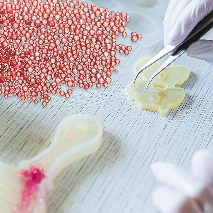 Iridescent Glass Tiny Bubble Beads, 0.4-3mm 10g No Hole Micro Mini Round Scarlet Red Water Droplets Beads - Applications: for Resin Filler, Nail Art, Dollhouse Bath Tub
