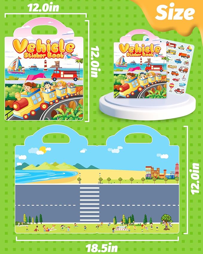 Reusable Sticker Book for Toddlers 2-4 Years, Stickers for Kids, Toddler Craft Activities, Toddler Travel Toys Ages 2+ Boy Girl Birthday Gifts