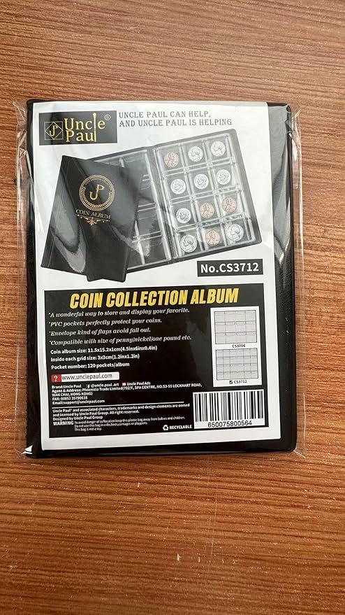 Uncle Paul Coin Album Coin Holder Coin Collection Book for Penny/Nickel/Dime/One pound/20 Pence/10 Pence 120 Pockets CS3712