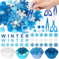 212 Pcs Winter Sensory Bin Items Hello Winter Snowflake Counting Sorting Sensory Bin Filler Fine Motor Toys Snowflake Counts Winter Xmas Counting Toys for Preschool Education Activities