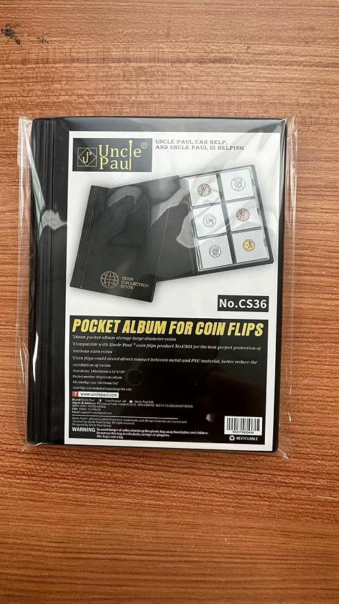 Coin Albums with Cardboard Holders - 60 Pockets 2x2 inches Coin Storage Books for Coin Flips Collection Holders CS36