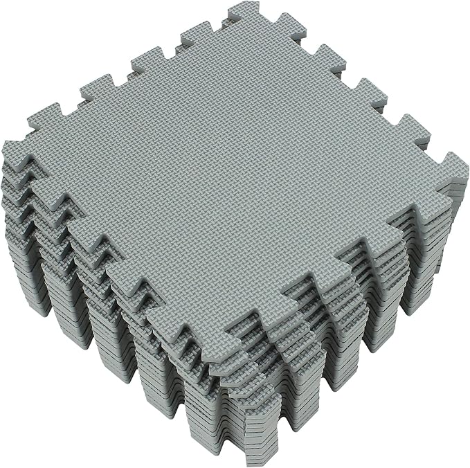 Yostrong® 18 Tiles Interlocking Puzzle Foam Baby Play Mat for Playing - EVA Babies Crawling Mat | Rubber Floor Work Out Mats for Home Gym. Gray. YOC-Lb18N