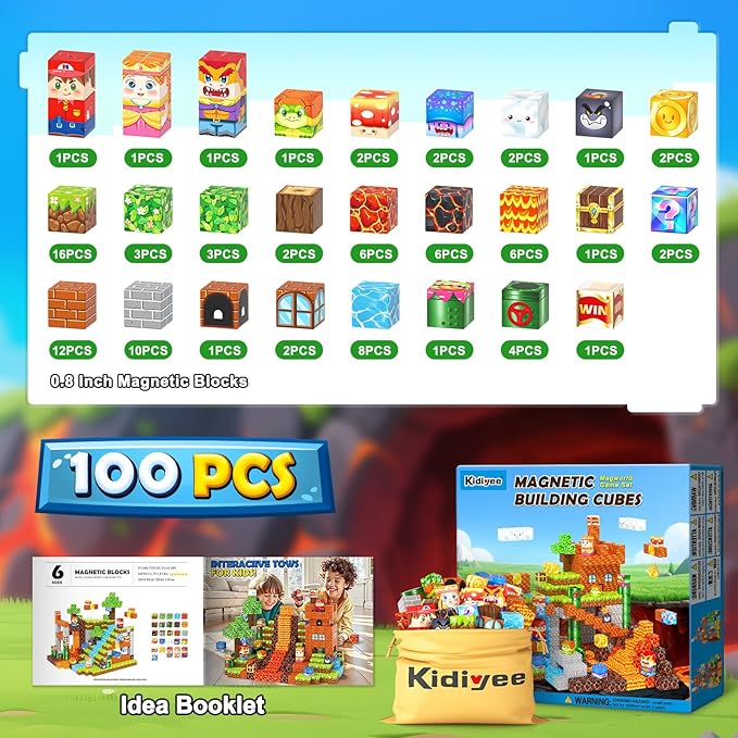 Magnetic Blocks Building Toys, Mine Magnet World Game Set for Kids Ages 4-8 5-7 6-8, STEM Sensory Magnetic Toys for Toddlers, Gift for 3+ Year Old Boys Girls
