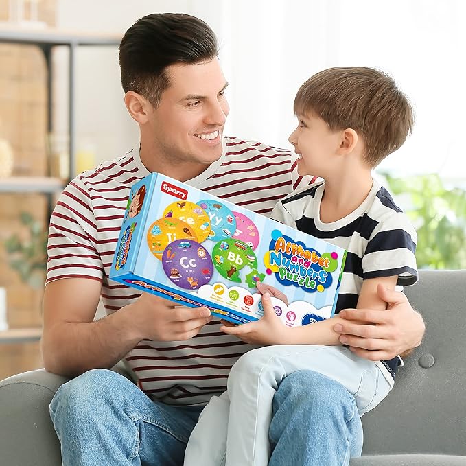 SYNARRY Number and Alphabet Puzzles for Kids Ages 4-6, Alphabet Learning Toys for Kids Ages 3-5, ABC Puzzles Preschool Learning Activities Educational Toys Gifts for 3 4 5 6 7 8 Year Old Boys Girls