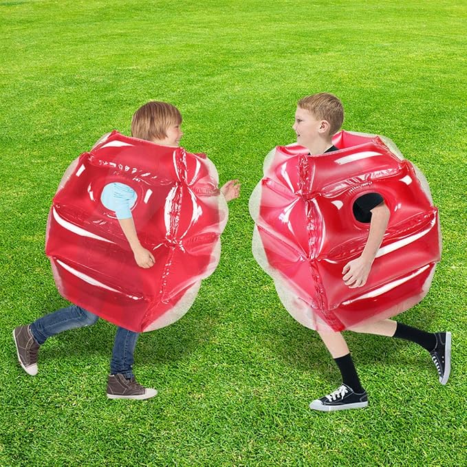 SUNSHINEMALL 2PC Sumo Balls, Inflatable Body Sumo Balls Bopper Toys for Kids 26" - Heavy Duty PVC Vinyl Suits for Grassland or Other Outdoors Play (2PC Blue+Pink 26inch)
