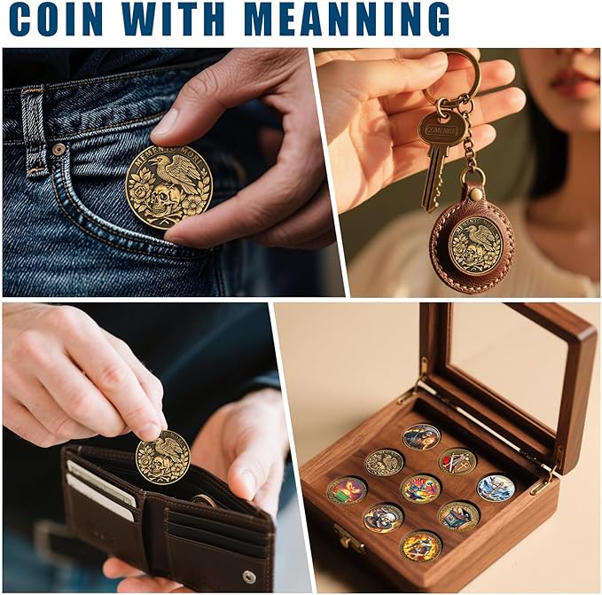 Memento Mori Memento Vivere Coin - Dual Sided Motivational Token with Skull & Tree of Life Design - Zinc Alloy Inspirational