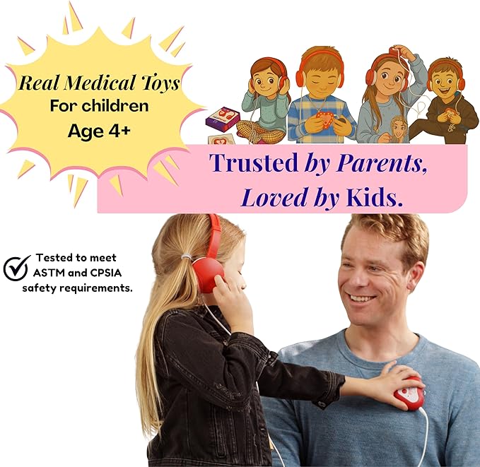 Heartbeats Electronic Stethoscope Toy with LED Display & 10X Sound Amplification, Real Working Stethoscope - STEM Medical Learning Toy Boys & Girls Age 4+, Kids Nurse Doctor Kit - Educational Toy Gift