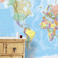 Maps International - Giant World Map Mural - Mega-Map Of The World Wallpaper - 91 x 62 - Blue Ocean