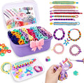 Bracelet Making Kit for Girls Ages 8-12, Weaving Rainbow Bands kit,DIY Toys for Friendship Birthday Gifts for Kids 6 7 9 10 11 13 Year Old, 1200+ Elastic Cloth Rubber Band Fabric Loops