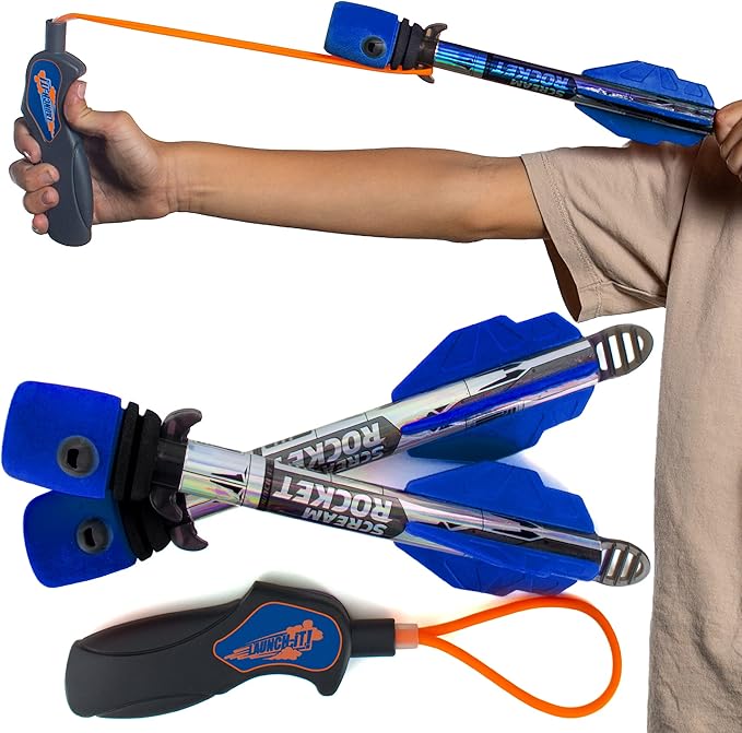 Toy Rocket Launcher for Kids: Best Outdoor Toys Slingshot Rockets Launchers Air Foam Rockets Games for Boys & Girls All Ages. Party Favor Easter Basket Stuffers & Great Gifts for Ages 8 9 10 11 12 +
