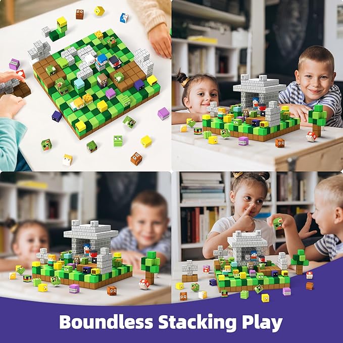 GobiDex Magnetic Blocks Kids Toys for Boys Girls 3+, Build MagWonder World with Zomblock Magnets Cubes, Upgraded STEM Game-Based Building Sensory Gift for Birthday