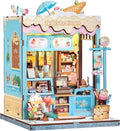 Cutefun Book Nook Kit - DIY Miniature Dollhouse Kit for Adults and Teens, Ice Cream Shop Mini House Building Kit with LED Bookshelf Insert Decor Creative Gifts (Bella's Ice Cream)
