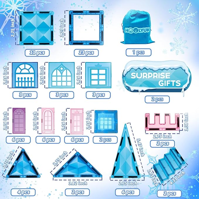 Magnetic Tiles, 83PCS Magnetic Building Blocks Princess Pretend Toys for Kids, Educational Learning Toys Building Tiles for Boys Girls Toddlers Children 3 4 5 6 7 8 Year Old for Birthday Gift