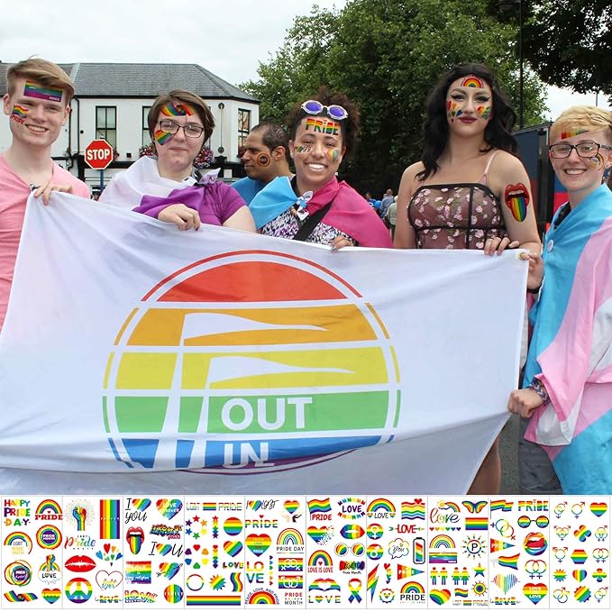 220+ PCS Gay Pride tattoos, 22 Sheets Pride Temporary Tattoos, LGBT Rainbow Tattoos, Waterproof Rainbow Flag Tattoo Stickers for Pride Equality Parades Party