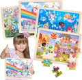 Jigsaw Puzzles Wooden Puzzles for Girls Ages 3-5 Unicorn Mermaid Princess Fairy Puzzle Preschool Educational Brain Teaser Boards Toys Gifts for 3 4 5 6 Year Old Kids 4 Packs 24 Pcs