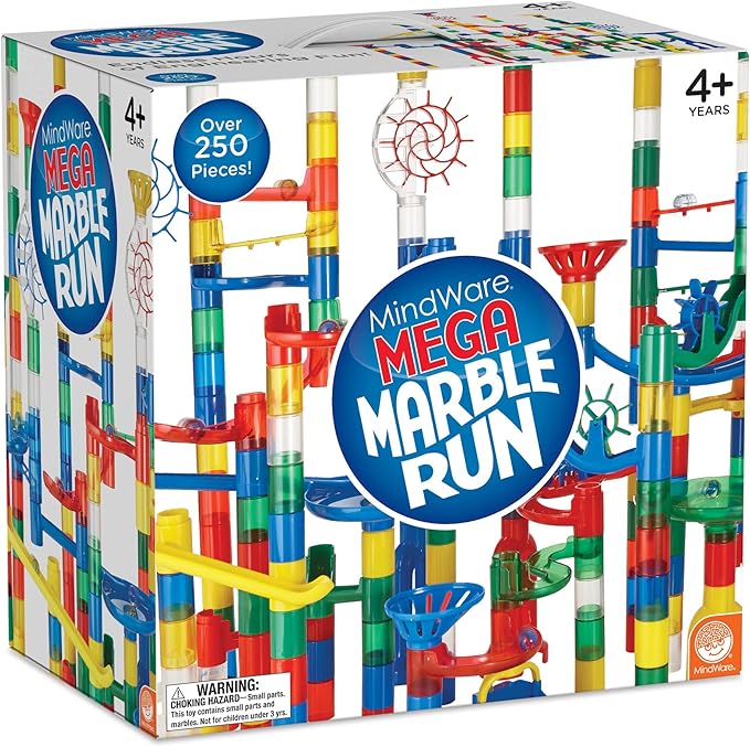 MindWare Mega Marble Run Building Set - 215 Durable Pieces and 40 Marbles - Build, Engineernig and Sceince Toy - Ages 4 and Up