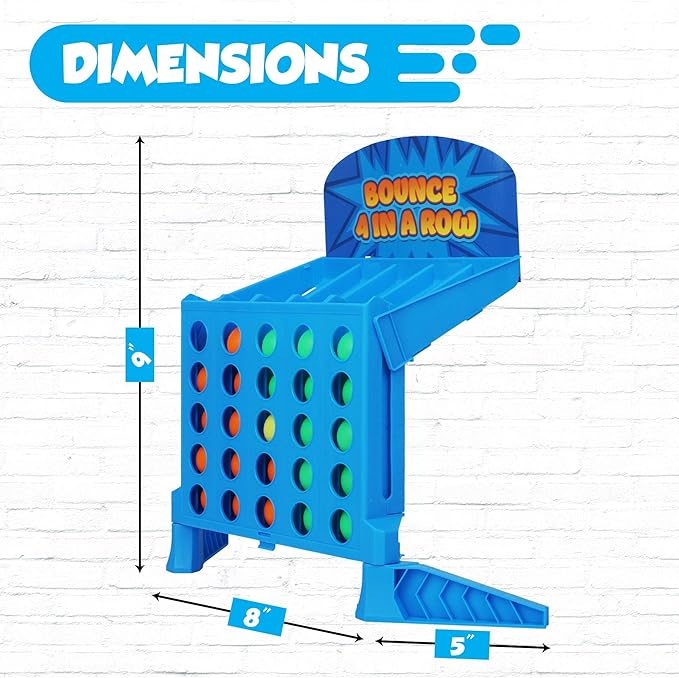 Point Games Bounce 4 in a Row - Travel Friendly Storage Case- Classic Board Games w Twist - Line Up 4 Classic Game - Strategical Thinking and Aim Practice - Portable Toys for Boys and Girls Ages 6+