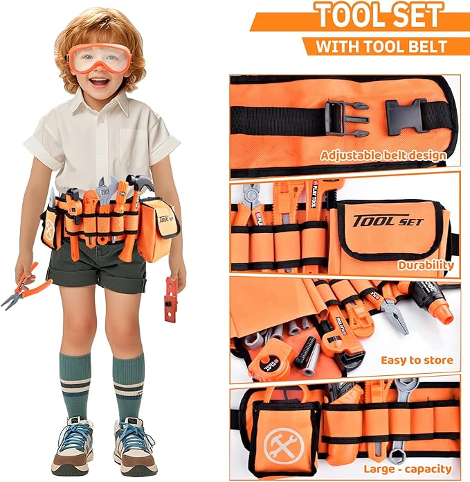 Kids Tool Set Toddlers Tool Kit 3 4 5 Year Old Construction Toys for Boys Birthday Gifts Age 3 4 5