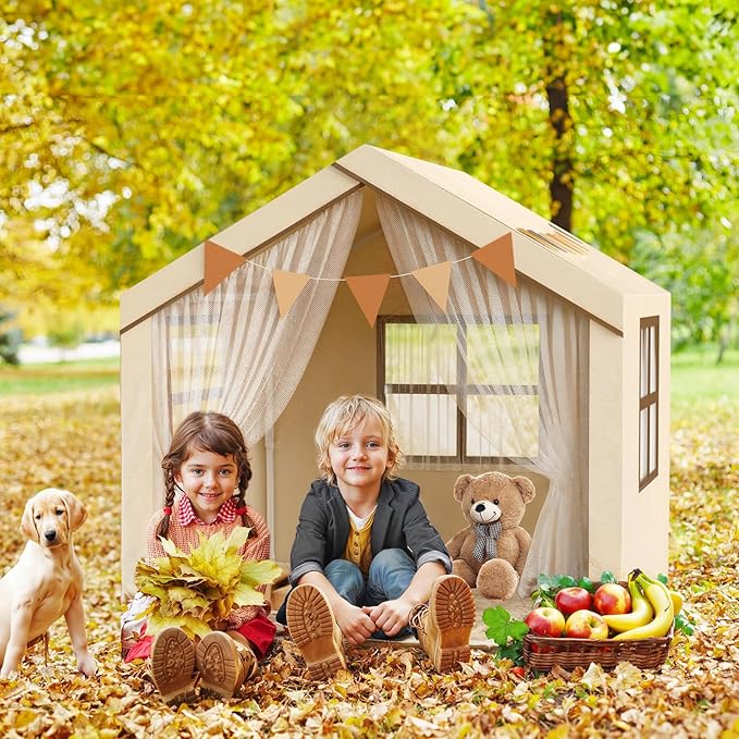 Kids Tent, Large Tent for Kids with Mat & Star LED Lights,Toddler Toys for Boys & Girls,Indoor Outdoor Teepee Tents for Boys Girls,47 x 40 x 50,White