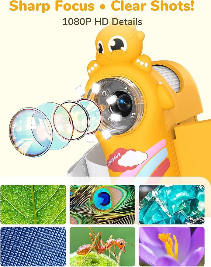 Digital Microscope for Kids - Handheld Pocket 1000X Zoom with 2" Screen Digital Kids Microscope, Portable Compact Body, for Education and Outdoor Activities