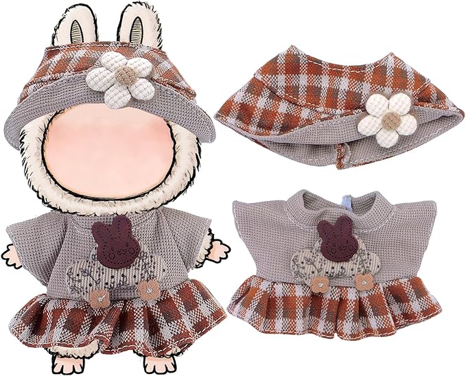 6 Sets Doll Clothes and Accessories for 17cm Plush Dolls - Dress Up Doll Clothing Set Replacement Outfit Collection Gifts for Children Over 3 Years Old（No Doll
