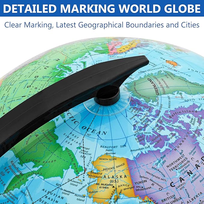 GOCHANGE Globes for Kids, 12in Geography Educational Globe for Students & Teachers, 360° Spinning Globe for Age 8+ Children's Educational Tools & Desk Decorations & Gifts