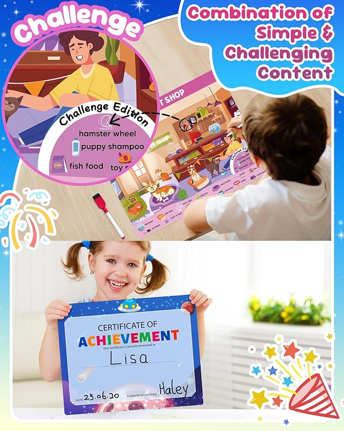 Search and Find Activity Books for Kids Ages 3-5, Car Airplane Travel Toys Games Activities for 3-5 4-8, Toddler Kid Road Trip Essentials, Preschool Learning Activities, Birthday Gifts for Boys Girls