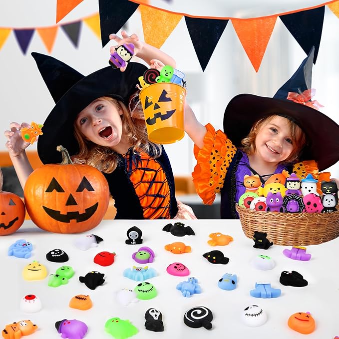 200 PCS Halloween Squishy Toys for Kids Toy Halloween Party Favors Trick or Treat Toys Bulk,Halloween-Theme Squishy Toy for Kids Boys Girls Gifts,Goodie Bags Fillers,Classroom Prizes