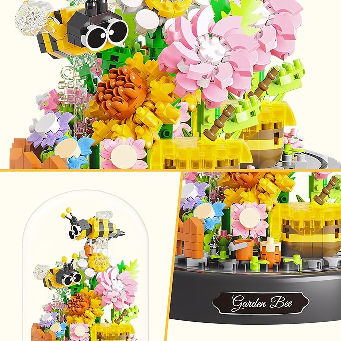 588 PCS Micro Brick Flower Bee Building Sets, Mini Blocks Animals Botanical Collection Blocks Model for Adult Toys, Home Decor and Office Art Creative Gift, for Teens Ages 6+ Kids