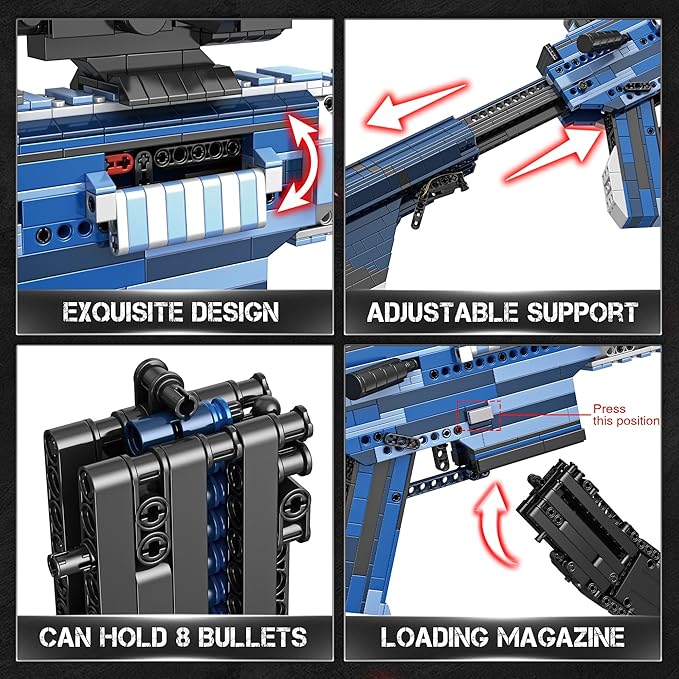 Building Block Gun Model Toys for Adults, 1666 Pcs 1:1 M416 Building Set Guns Model Toys for Adults Boys Teens Age 12+, Ideal Gift for Military Enthusiasts