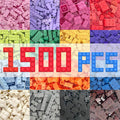 1500 Pieces Classic Building Bricks in 15 Popular Colors and 12 Mixed Shapes, Creative Small Building Blocks Set Learning Educational Toy Gift for Kids, Compatible with All Major Brands