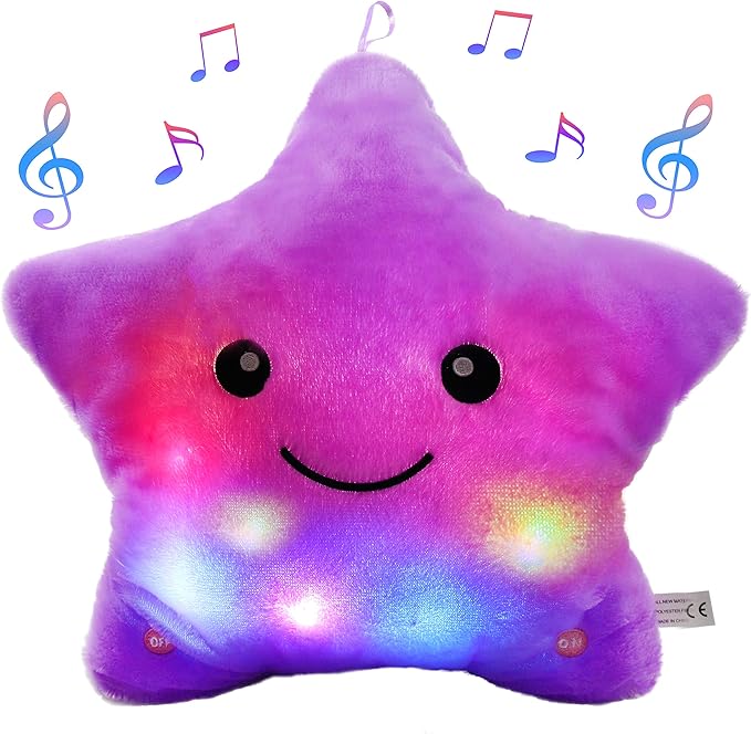 BSTAOFY 13‘’ LED Musical Twinkle Star Glow Lullaby Nightlight Stuffed Animals Light up Toys Afraid of Dark Singing Birthday Valentines Christmas for Toddlers, Purple
