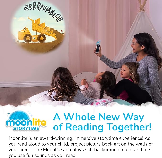 Moonlite Storytime Mini Projector with 4 Classic Stories, A Magical Way to Read, Digital Storybooks, Corduroy, Llama Llama, Diggersaurs, and The Little Engine That Could