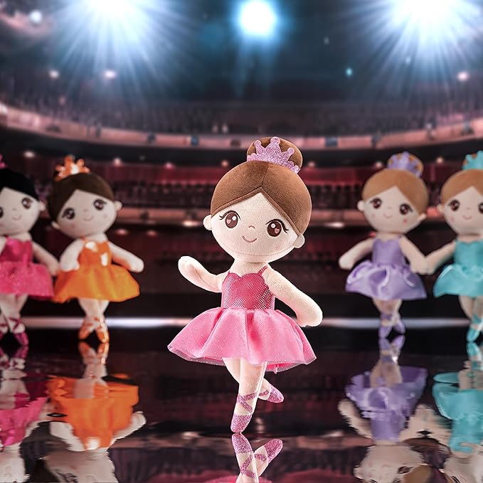Gloveleya Ballet Toy Baby Girl Gifts Dolls Soft Plush Toy Ballet Girl Doll Peach 14 Inches with Gift Box