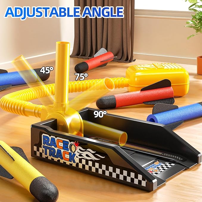 Rocket Toy Car Launcher, 2 Race Car and 6 Foam Rockets, Outdoor Outside Backyard Toys for Boys & Girls, Birthday Gift Toys for Kids Boys Girls Age 3 4 5 6 7 8 Years Old