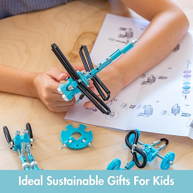 The Off Bits Erector Set: Animal Mini STEM Toys for Kids 6+, Toy Building Sets with Nuts & Bolts, STEM Building Toys Gifts for Boys and Girls (Blue Dragonfy)