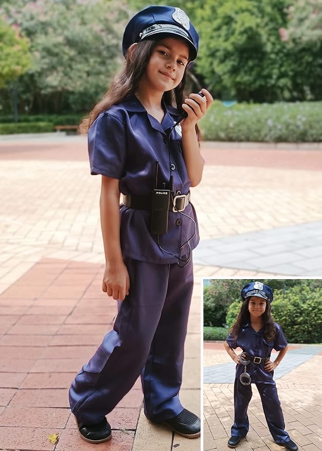 Kids Police Officer Costume for Girls - Cop Dress Up Party and Halloween Gifts