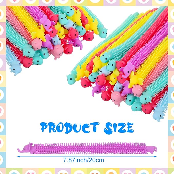 Chivao 100 Pack Bulk Stretchy String Fidget Toys Animal Sensory Toys for Kids and Adults Colorful Fidget Worm Stress Anxiety Relieve Party Favors Goodie Bag Fillers Birthday Gifts (Animal Style)