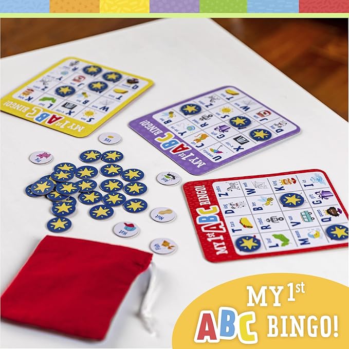 My First ABC Bingo Game for Alphabet Learning, Letter and Sight Word Recognition, Age 4 + Years, 2-6 Players