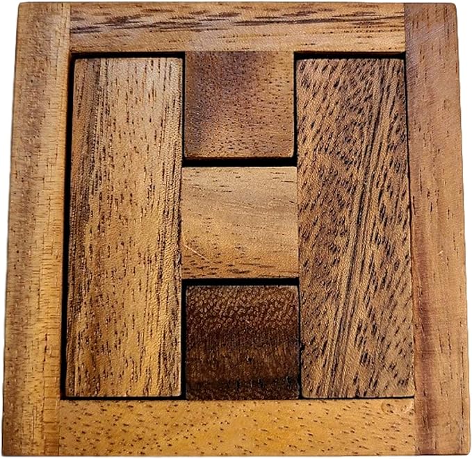 Haselgrove Box Wood Brain Teaser Puzzle - Can You Remove The Pieces?